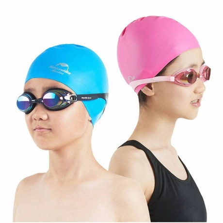Gorra de natación para niños impermeable rosa